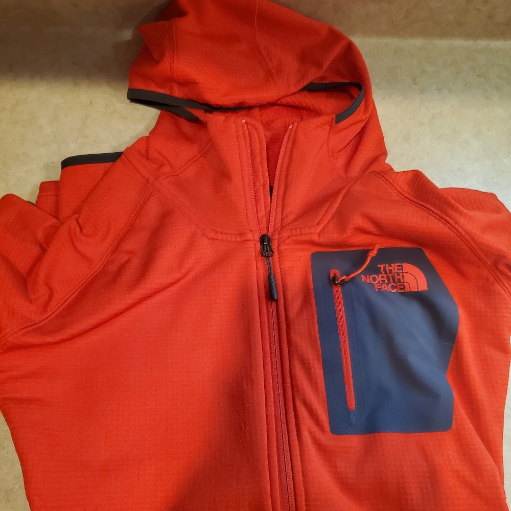 The North face long sleeve orange zip up hoodie XL